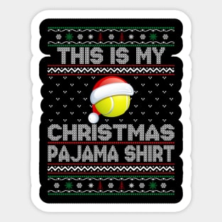 This Is My Christmas Pajama Shirt Tennis Christmas Sticker